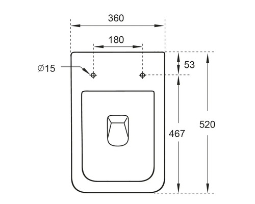 Technische Zeichnung eines WCs mit Maßangaben