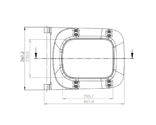 Technische Zeichnung eines Fensterrahmens mit Maßangaben