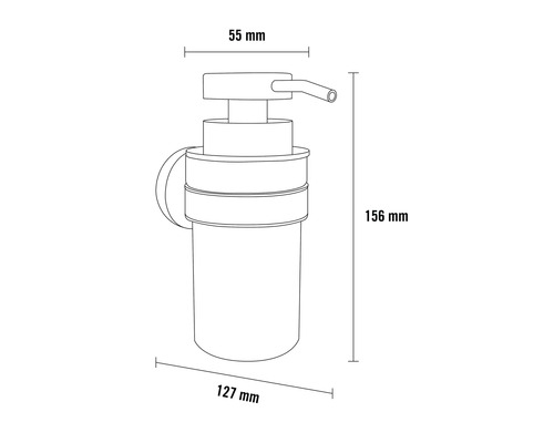 Schéma technique d''un distributeur de savon avec dimensions