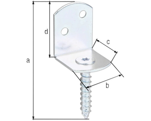 Connecteur d''angle avec vis et indications de dimensions