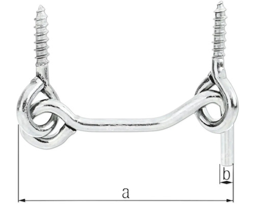 Crochet métallique avec oeillet et vis pour indication de taille