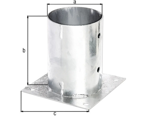 Support de poteau en métal avec indication des dimensions