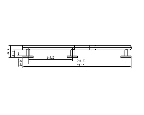 Dessin technique d''une barre d''appui avec dimensions