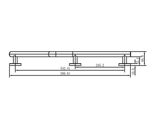 Dessin technique d''une main courante avec des mesures