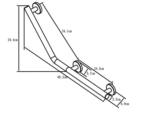 Schéma technique d''une barre d''appui avec dimensions