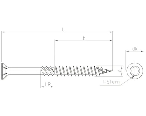 Schéma technique d''une vis avec indications de dimensions