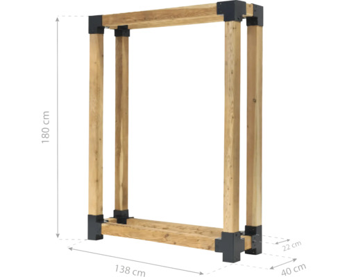 Étagère à bois en bois de dimensions 180 x 138 x 40 cm