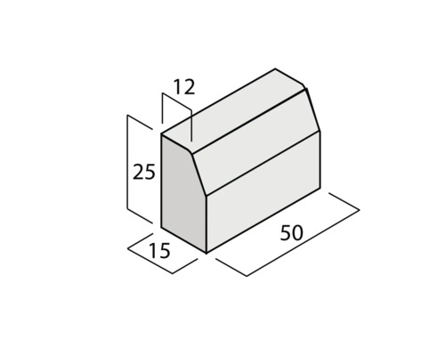 Image d''une bordure de trottoir avec des dimensions de 12 x 25 x 50 cm