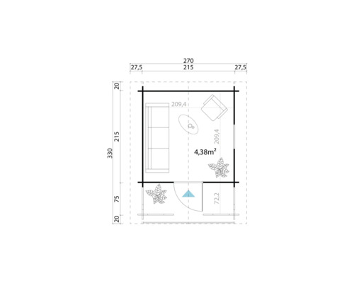 Plan d''un abri de jardin avec dimensions et aménagement