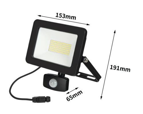 Projecteur LED avec détecteur de mouvement et dimensions