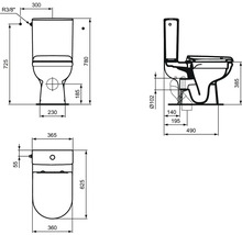 Ideal STANDARD spülrandlose WC-Kombination Exacto weiß mit Spülkasten und WC-Sitz weiß R006901-thumb-3