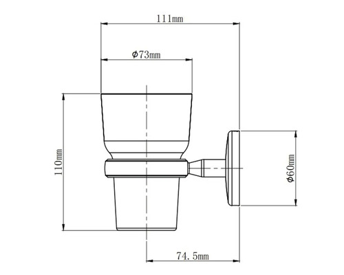 Dessin technique d''un porte-gobelet pour brosse à dents avec dimensions