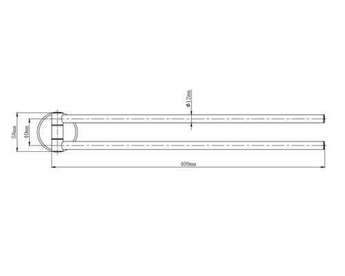 Technische Zeichnung eines Handtuchhalters mit Maßangaben