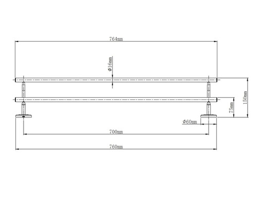 Dessin technique d''un porte-serviettes avec indication des dimensions