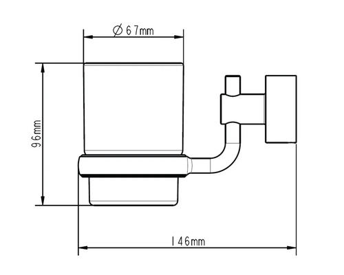 Dessin technique d''un porte-gobelet pour brosse à dents avec dimensions