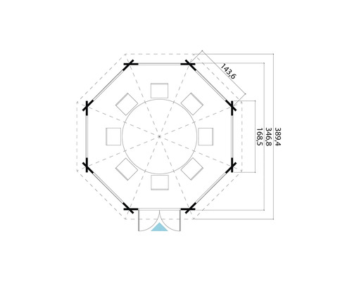 Plan d''un pavillon de jardin avec table et chaises