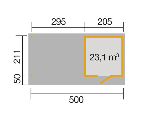Grundrisszeichnung mit Massangaben
