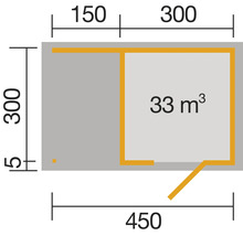 Abri de jardin weka abri design 413 A T. 2 avec film de toit autocollant, plancher, extension de toit avec paroi arrière 460 x 310 cm anthracite
