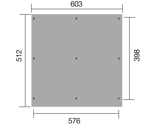 Technische Zeichnung einer Platte mit Maßangaben