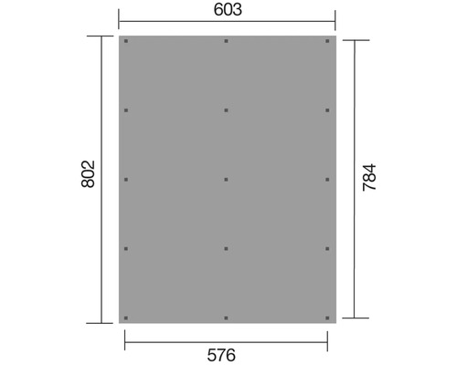 Dessin technique d''une plaque aux dimensions de 603, 576, 802 et 784 millimètres