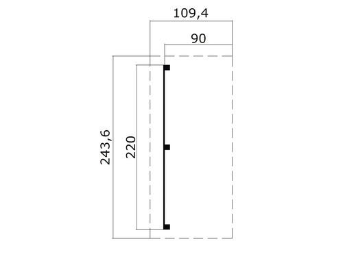Dessin technique d''un profilé mesurant 243,6 x 109,4 millimètres