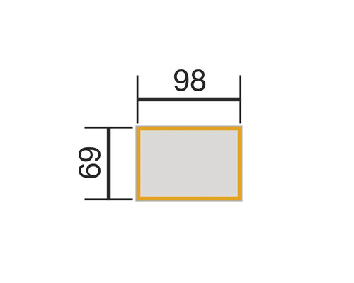 Dessin technique avec dimensions : 98 et 69