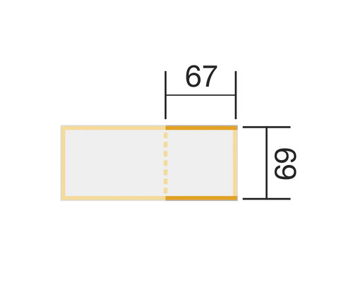 L''illustration montre les dimensions 67 sur 69.