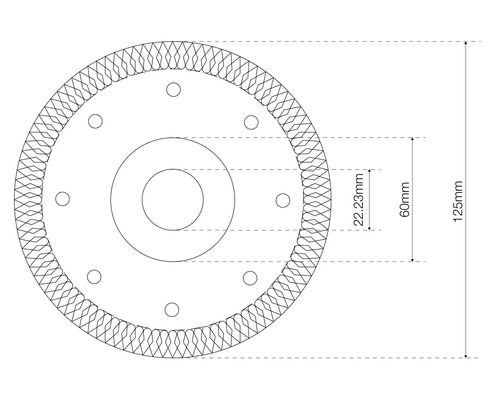 Schéma technique d''un disque de tronçonnage avec indications de mesure