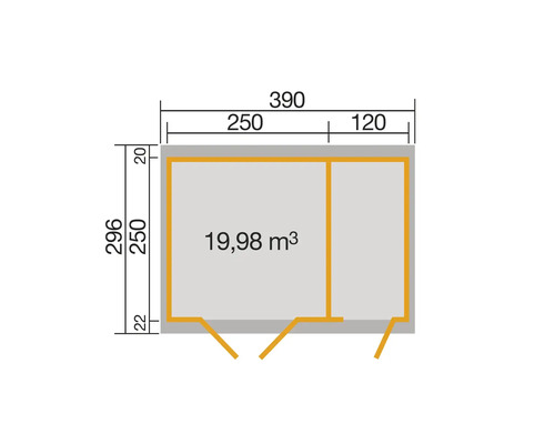 Plan avec les dimensions de l''abri de jardin