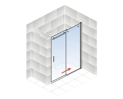 Dusche mit Glasschiebetür im Badezimmer.