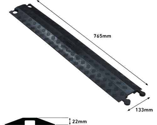 Schwarzer Kabelkanal aus Gummi, 765 mm lang