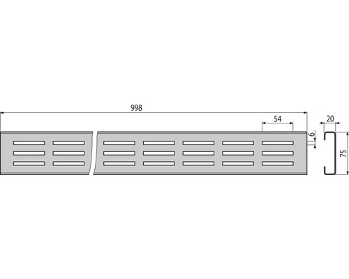 Image d''un rail de profilé en C avec fentes et dimensions