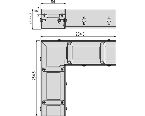 Dessin technique d''un profilé d''angle avec indications de mesure.