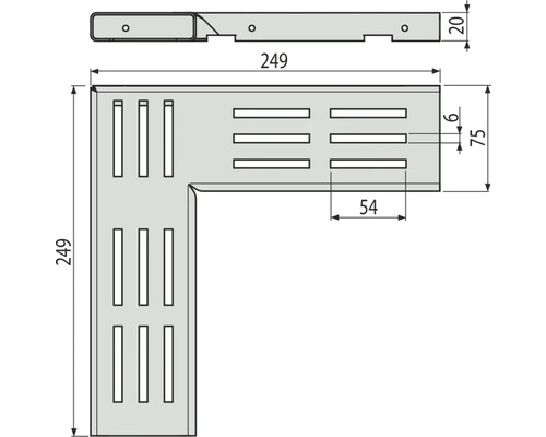 Dessin technique d''un raccord d''angle avec cotes