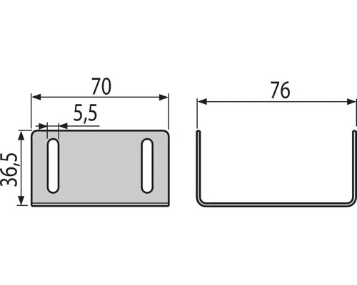 Dessin technique d''un profilé métallique en forme de U avec indications de dimensions
