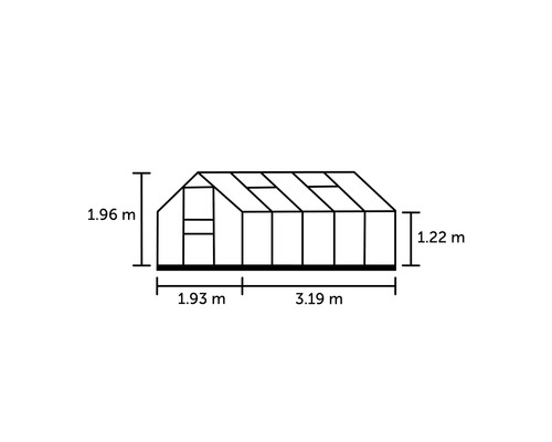 Dimensions de la serre : 1,96 m de hauteur, 1,93 m de profondeur et 3,19 m de largeur.