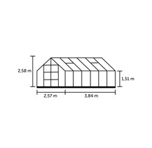 Gewächshaus Halls Magnum 128 9,9 m² Blankglas 3 mm 257x384 cm Aluminium grün