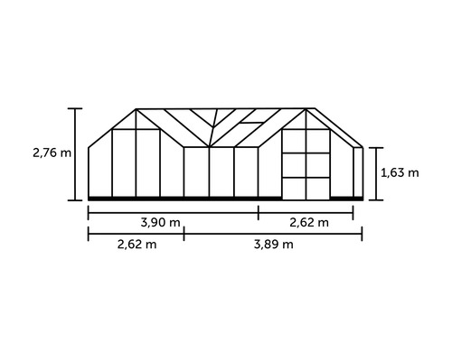Image des dimensions d''une serre avec des indications de largeur et de hauteur en mètres.