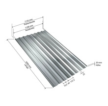 Trapezblech mit den Maßen 1135 mm Plattenbreite, 1100 mm Nutzbreite und 2000 mm Länge