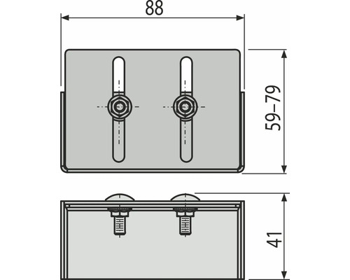Schéma technique d''un élément de fixation avec indications de dimensions