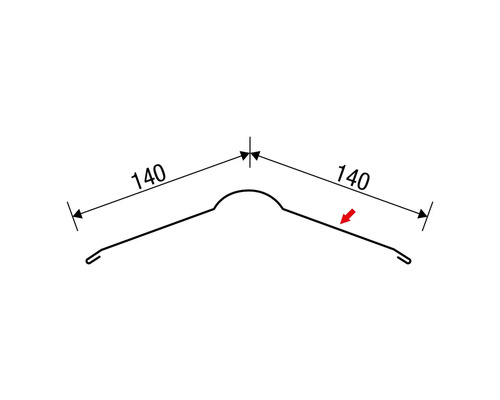 Profilé de faîtage avec indications de dimensions 140.