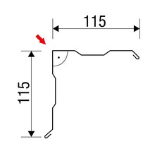 Dessin technique d''un angle de dimensions 115 sur 115 millimètres