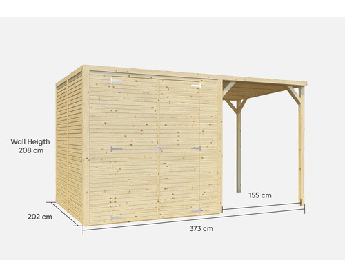 Abri de jardin en bois avec annexe et dimensions