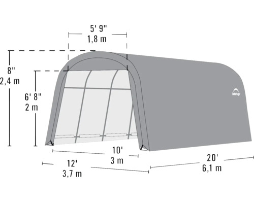 Image d''un abri avec les dimensions
