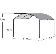 Illustration d''un pavillon avec indication des dimensions.