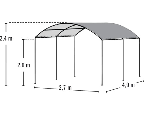 Illustration d''un pavillon avec indication des dimensions.