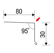 Schéma technique d''un profilé avec des dimensions de 80 et 30 millimètres et un angle de 95 degrés