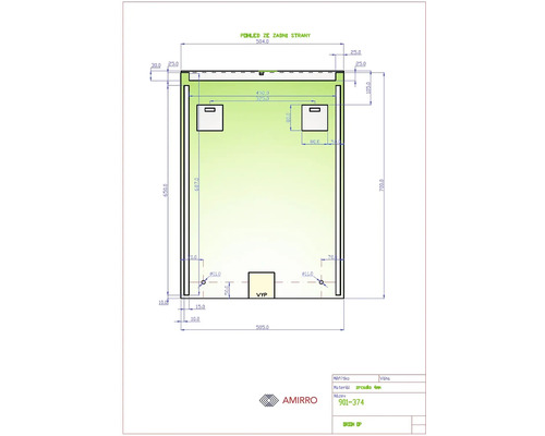 Schéma technique d''un miroir avec indications de mesure