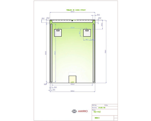 Dessin technique d''un miroir avec dimensions