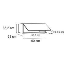 Schéma technique d''une armoire suspendue avec dimensions